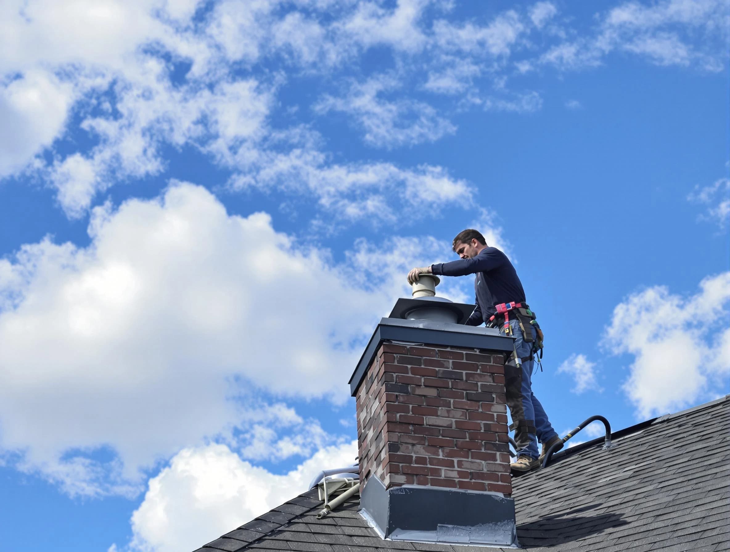 Ettrick Chimney Sweep installing a sturdy chimney cap in Ettrick, VA