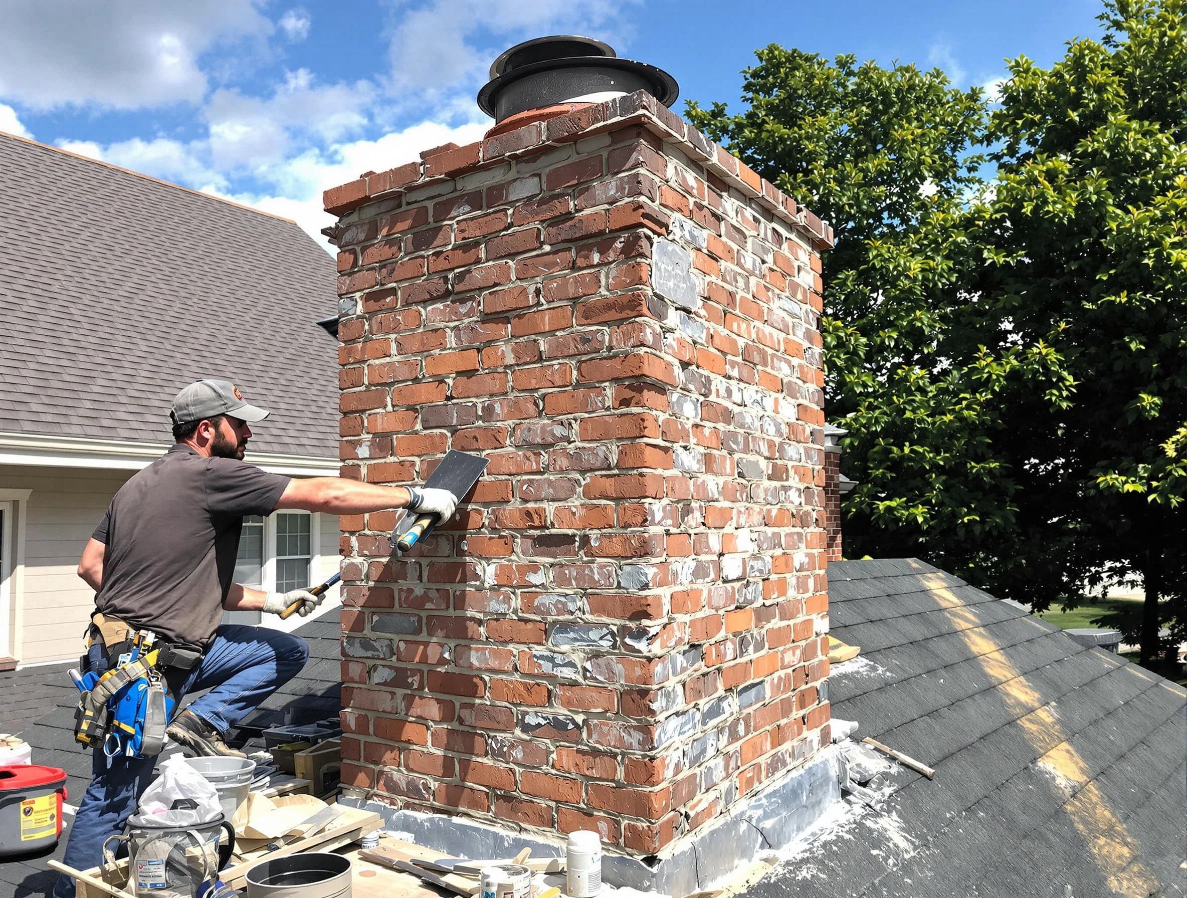 Completed chimney rebuild by Ettrick Chimney Sweep in Ettrick, VA