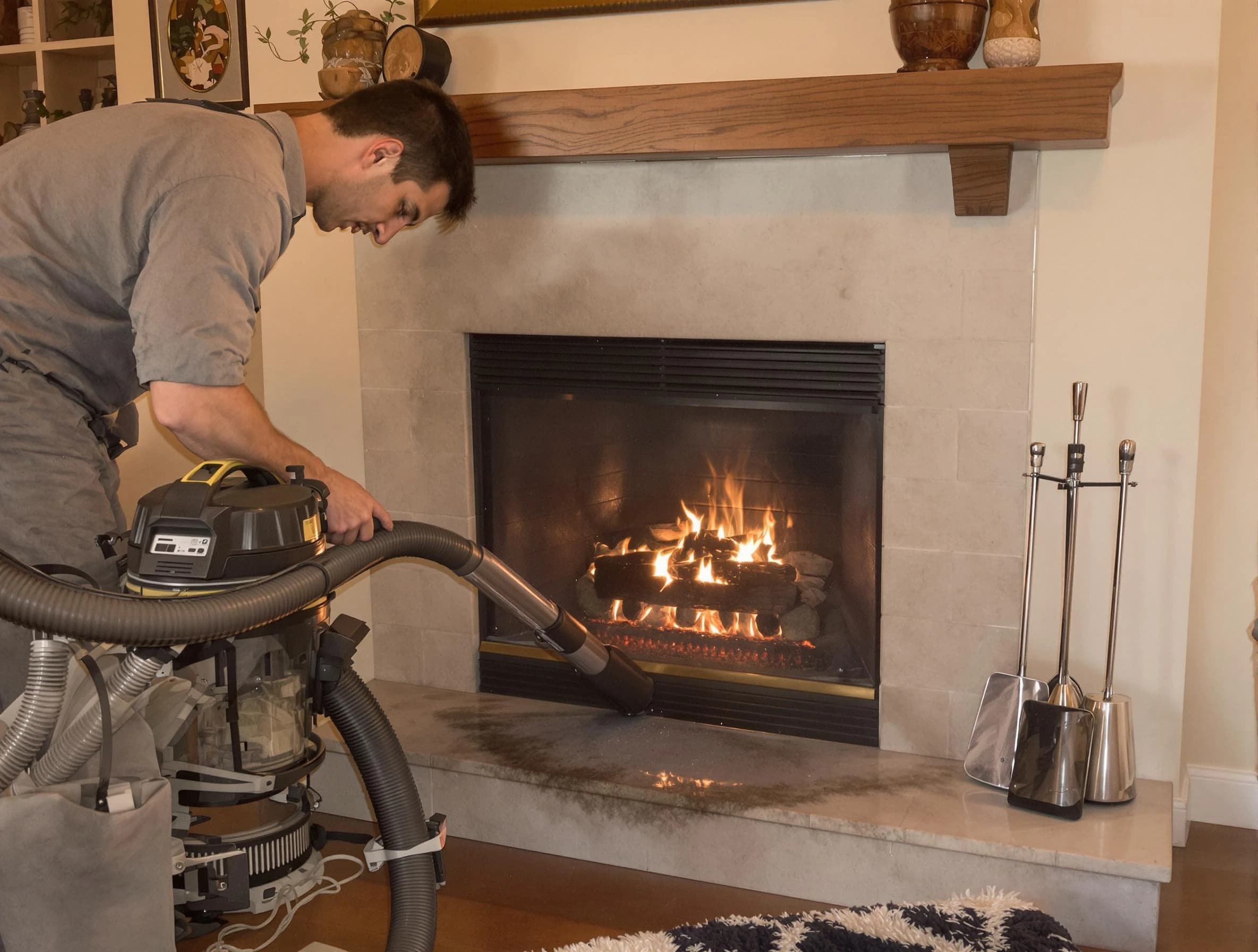 Routine fireplace upkeep by Ettrick Chimney Sweep in Ettrick, VA