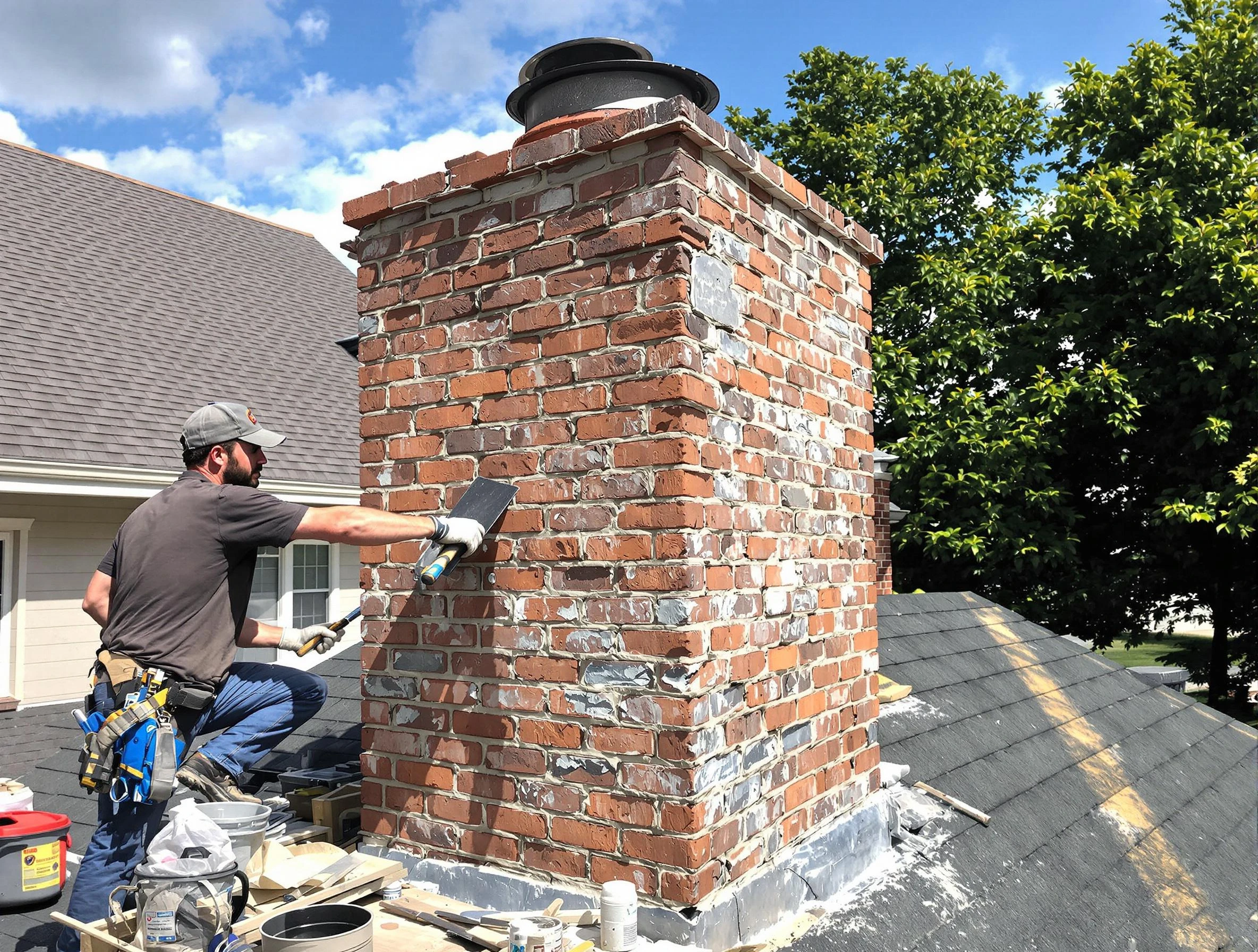 Completed chimney rebuild by Ettrick Chimney Sweep in Ettrick, VA
