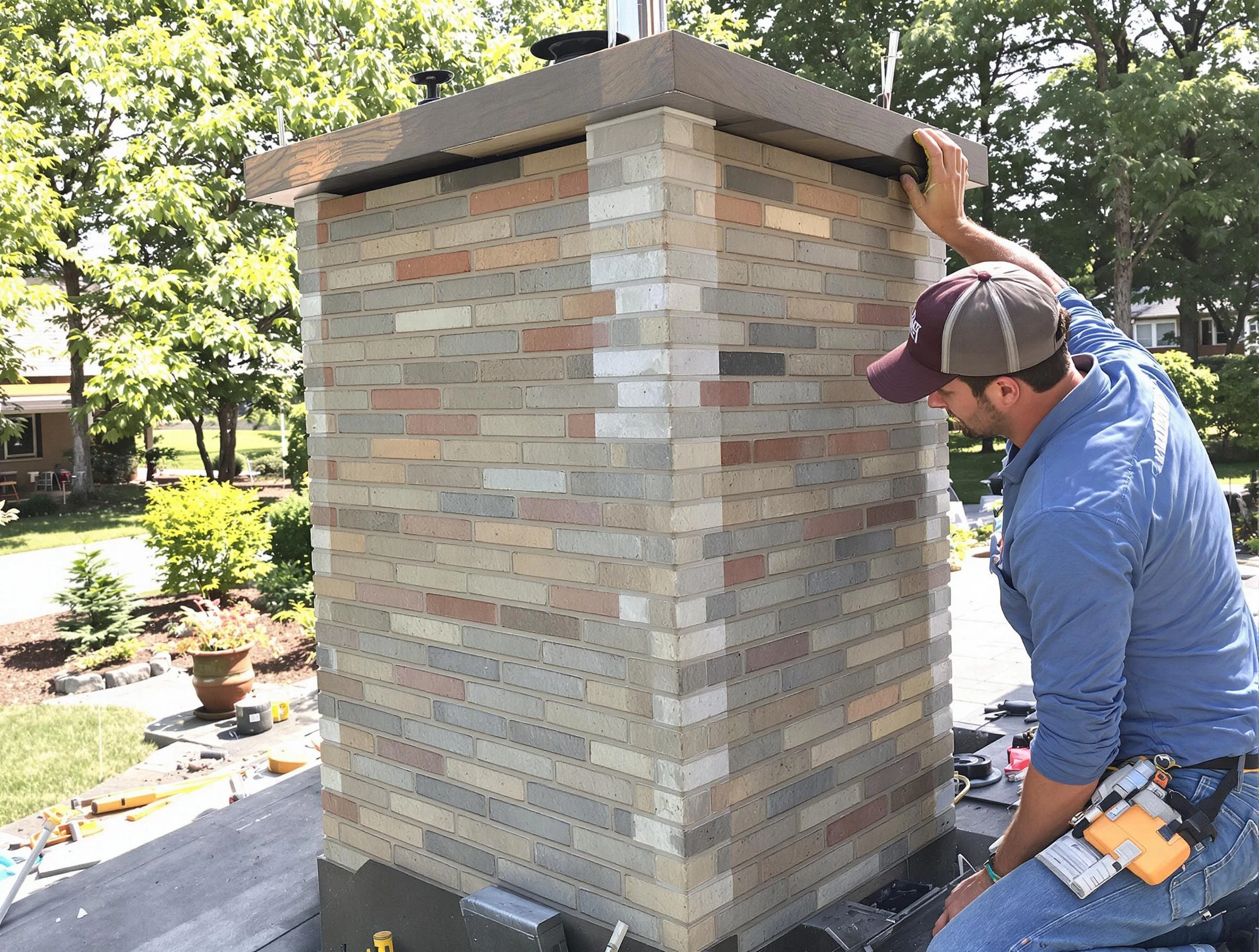 Ettrick Chimney Sweep completing a modern chimney remodel in Ettrick, VA
