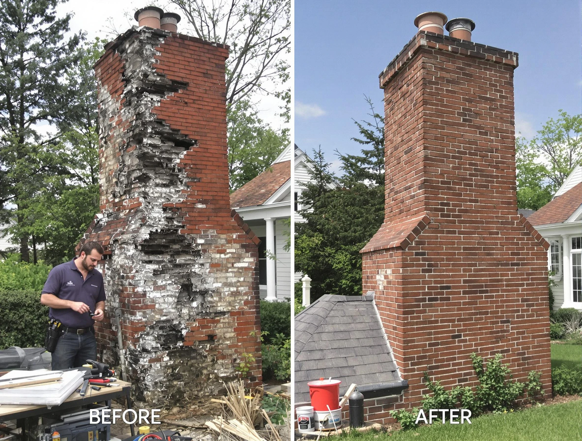 Ettrick Chimney Sweep performing a full chimney restoration in Ettrick, VA