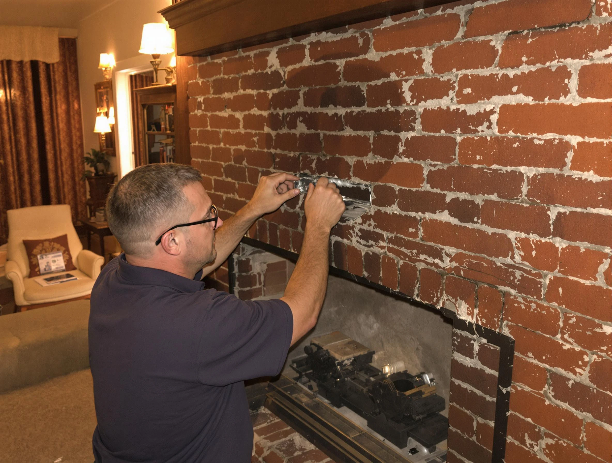 Ettrick Chimney Sweep expert fixing a fireplace in Ettrick, VA